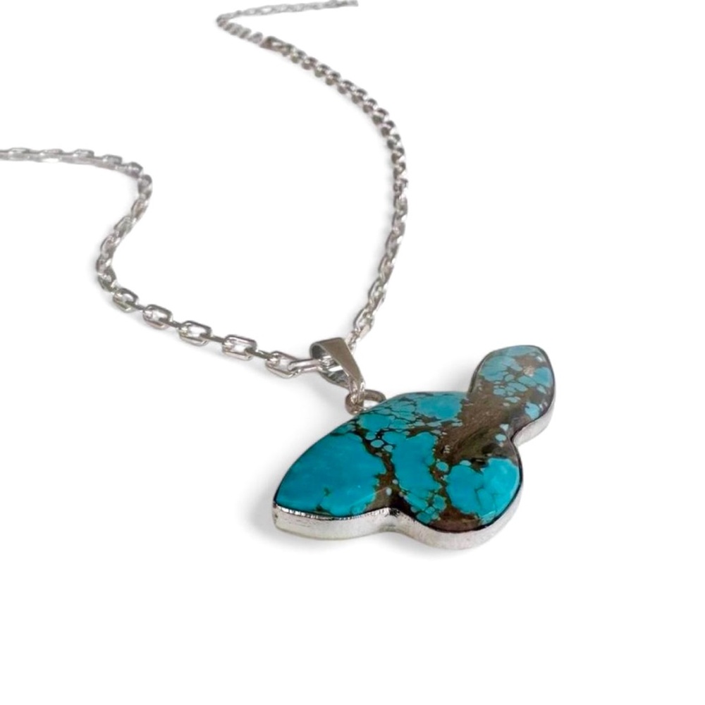 Real Turquoise and 925 Sterling Silver Necklace